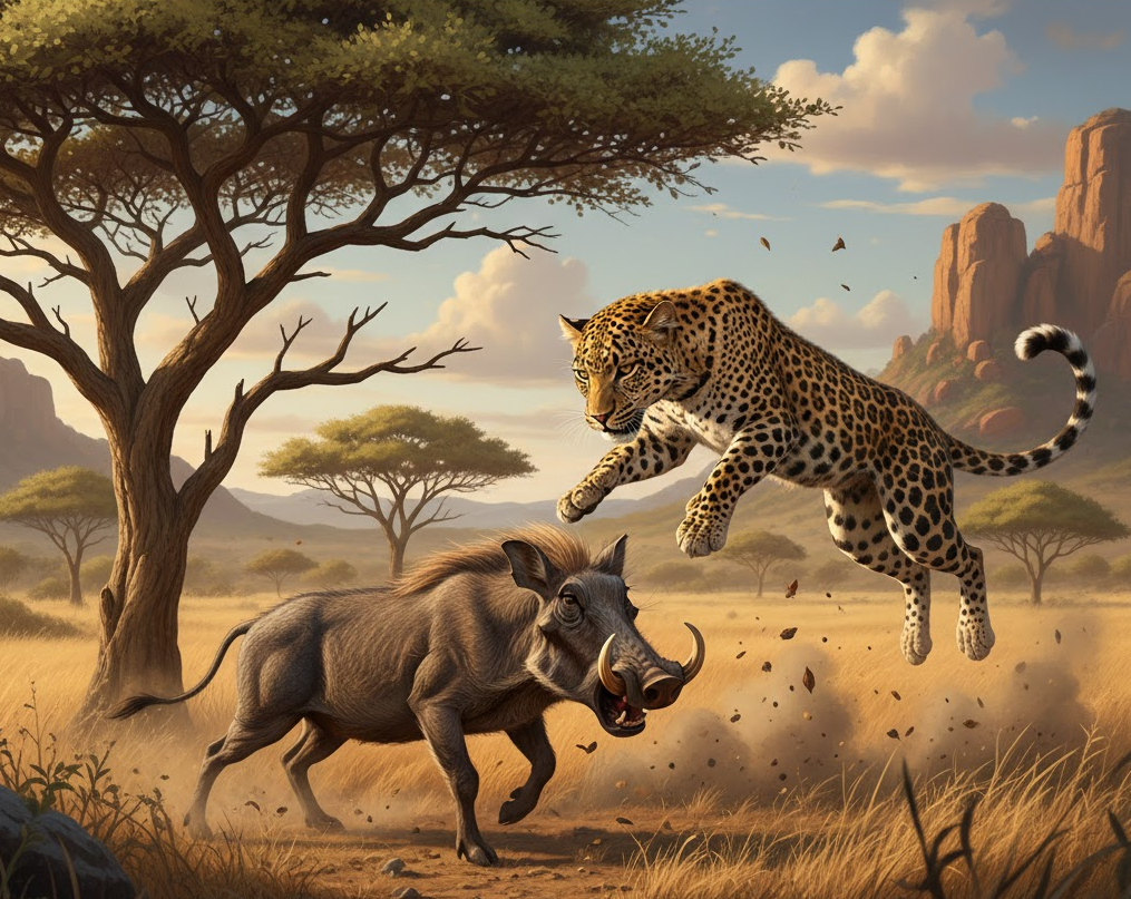 Warthog vs. Leopard