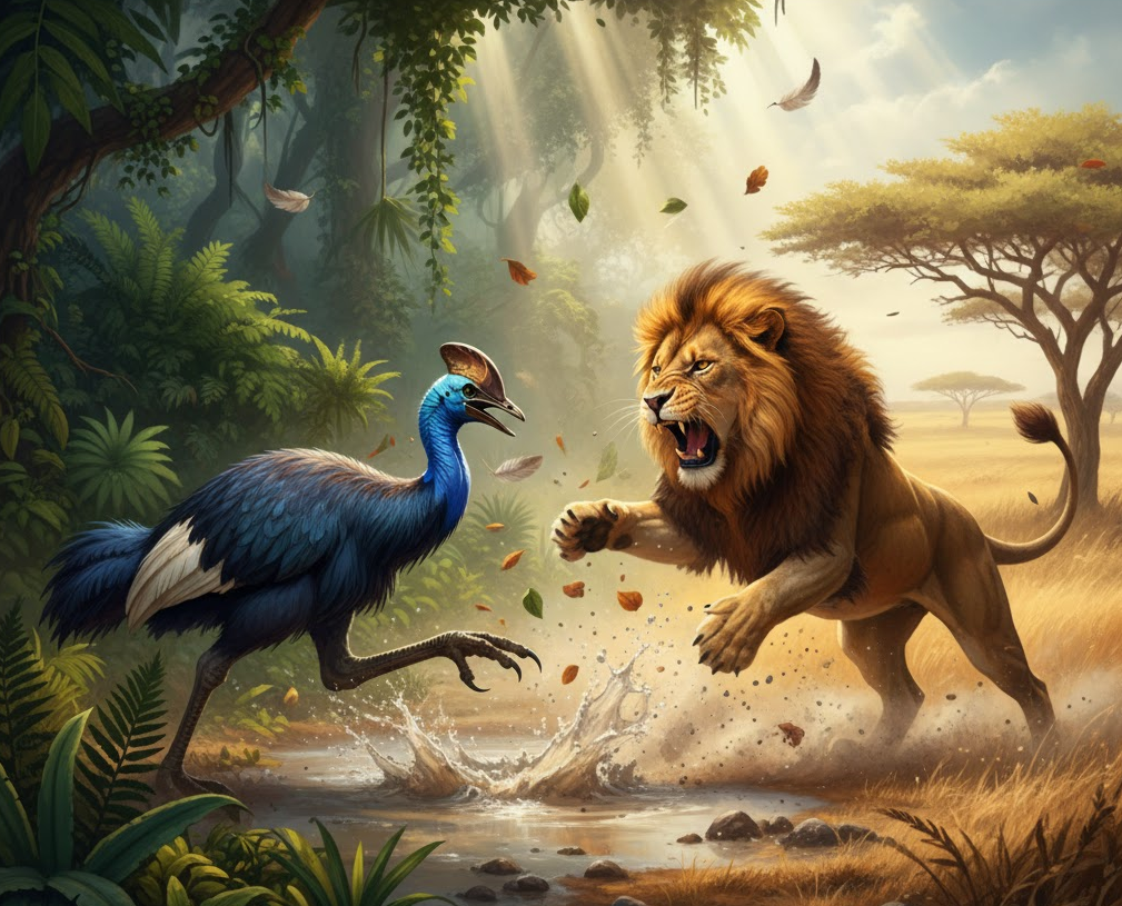 cassowary vs lion